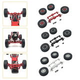 Maxbell 1/12 Front and Rear Axle Set with Tire Clamp Wheels Set for MN82 99S LC79 red