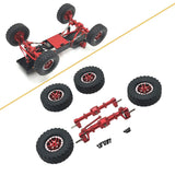 Maxbell 1/12 Front and Rear Axle Set with Tire Clamp Wheels Set for MN82 99S LC79 red