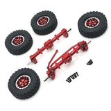 Maxbell 1/12 Front and Rear Axle Set with Tire Clamp Wheels Set for MN82 99S LC79 red