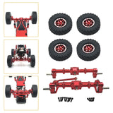 Maxbell 1/12 Front and Rear Axle Set with Tire Clamp Wheels Set for MN82 99S LC79 red