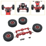 Maxbell 1/12 Front and Rear Axle Set with Tire Clamp Wheels Set for MN82 99S LC79 red