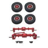 Maxbell 1/12 Front and Rear Axle Set with Tire Clamp Wheels Set for MN82 99S LC79 red