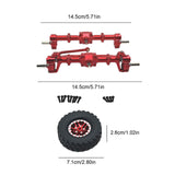 Maxbell 1/12 Front and Rear Axle Set with Tire Clamp Wheels Set for MN82 99S LC79 red