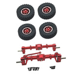 Maxbell 1/12 Front and Rear Axle Set with Tire Clamp Wheels Set for MN82 99S LC79 red