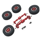 Maxbell 1/12 Front and Rear Axle Set with Tire Clamp Wheels Set for MN82 99S LC79 red