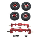 Maxbell 1/12 Front and Rear Axle Set with Tire Clamp Wheels Set for MN82 99S LC79 red