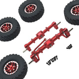 Maxbell 1/12 Front and Rear Axle Set with Tire Clamp Wheels Set for MN82 99S LC79 red