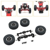 Maxbell 1/12 Front and Rear Axle Set with Tire Clamp Wheels Set for MN82 99S LC79 black