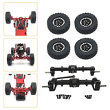 Maxbell 1/12 Front and Rear Axle Set with Tire Clamp Wheels Set for MN82 99S LC79 black