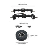 Maxbell 1/12 Front and Rear Axle Set with Tire Clamp Wheels Set for MN82 99S LC79 black