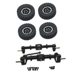 Maxbell 1/12 Front and Rear Axle Set with Tire Clamp Wheels Set for MN82 99S LC79 black
