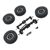 Maxbell 1/12 Front and Rear Axle Set with Tire Clamp Wheels Set for MN82 99S LC79 black