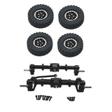 Maxbell 1/12 Front and Rear Axle Set with Tire Clamp Wheels Set for MN82 99S LC79 black