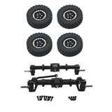 Maxbell 1/12 Front and Rear Axle Set with Tire Clamp Wheels Set for MN82 99S LC79 black