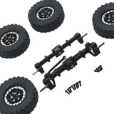 Maxbell 1/12 Front and Rear Axle Set with Tire Clamp Wheels Set for MN82 99S LC79 black