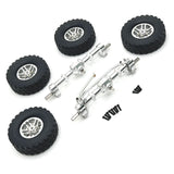 Maxbell 1/12 Front and Rear Axle Set with Tire Clamp Wheels Set for MN82 99S LC79 argent