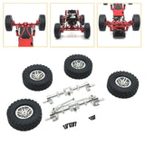 Maxbell 1/12 Front and Rear Axle Set with Tire Clamp Wheels Set for MN82 99S LC79 argent