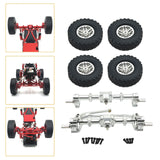Maxbell 1/12 Front and Rear Axle Set with Tire Clamp Wheels Set for MN82 99S LC79 argent