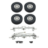 Maxbell 1/12 Front and Rear Axle Set with Tire Clamp Wheels Set for MN82 99S LC79 argent
