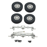 Maxbell 1/12 Front and Rear Axle Set with Tire Clamp Wheels Set for MN82 99S LC79 argent