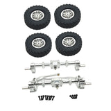 Maxbell 1/12 Front and Rear Axle Set with Tire Clamp Wheels Set for MN82 99S LC79 argent
