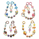 Maxbell Keychain Keyring Phone Lanyard Lovely Cute Beaded Phone Charms for Gift Kids Blue