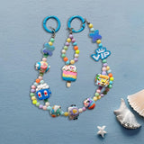 Maxbell Keychain Keyring Phone Lanyard Lovely Cute Beaded Phone Charms for Gift Kids Blue