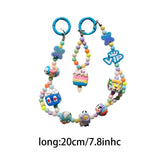 Maxbell Keychain Keyring Phone Lanyard Lovely Cute Beaded Phone Charms for Gift Kids Blue