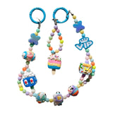 Maxbell Keychain Keyring Phone Lanyard Lovely Cute Beaded Phone Charms for Gift Kids Blue