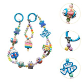 Maxbell Keychain Keyring Phone Lanyard Lovely Cute Beaded Phone Charms for Gift Kids Blue