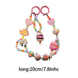 Maxbell Keychain Keyring Phone Lanyard Lovely Cute Beaded Phone Charms for Gift Kids Pink