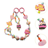 Maxbell Keychain Keyring Phone Lanyard Lovely Cute Beaded Phone Charms for Gift Kids Pink