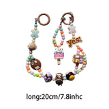 Maxbell Keychain Keyring Phone Lanyard Lovely Cute Beaded Phone Charms for Gift Kids Coffee