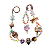 Maxbell Keychain Keyring Phone Lanyard Lovely Cute Beaded Phone Charms for Gift Kids Coffee