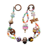 Maxbell Keychain Keyring Phone Lanyard Lovely Cute Beaded Phone Charms for Gift Kids Coffee