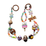 Maxbell Keychain Keyring Phone Lanyard Lovely Cute Beaded Phone Charms for Gift Kids Coffee