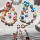 Maxbell Keychain Keyring Phone Lanyard Lovely Cute Beaded Phone Charms for Gift Kids Coffee