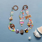 Maxbell Keychain Keyring Phone Lanyard Lovely Cute Beaded Phone Charms for Gift Kids Coffee