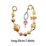 Maxbell Keychain Keyring Phone Lanyard Lovely Cute Beaded Phone Charms for Gift Kids Yellow