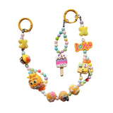 Maxbell Keychain Keyring Phone Lanyard Lovely Cute Beaded Phone Charms for Gift Kids Yellow