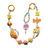 Maxbell Keychain Keyring Phone Lanyard Lovely Cute Beaded Phone Charms for Gift Kids Yellow