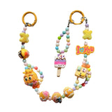 Maxbell Keychain Keyring Phone Lanyard Lovely Cute Beaded Phone Charms for Gift Kids Yellow