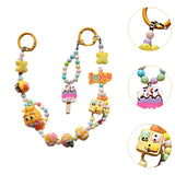 Maxbell Keychain Keyring Phone Lanyard Lovely Cute Beaded Phone Charms for Gift Kids Yellow