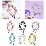 Maxbell Beaded Keychain Ornament Heart and Bow Decor Keyring for Children Women Gift Pink