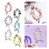 Maxbell Beaded Keychain Ornament Heart and Bow Decor Keyring for Children Women Gift Pink