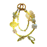 Maxbell Beaded Keychain Ornament Heart and Bow Decor Keyring for Children Women Gift Yellow