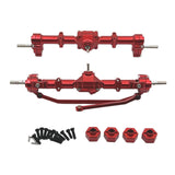 Maxbell 1/12 Front and Rear Axle Set Metal Hobby Axles Housing for MN168 RC Car DIY red