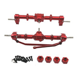 Maxbell 1/12 Front and Rear Axle Set Metal Hobby Axles Housing for MN168 RC Car DIY red