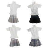 Maxbell 1/6 Button Down Shirt and Skirt Dress up for 12'' Action Figures Accessories White blue skirt
