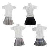 Maxbell 1/6 Button Down Shirt and Skirt Dress up for 12'' Action Figures Accessories White blue skirt